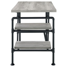 Delray - 2-Tier Open Shelving Writing Desk - Gray Driftwood And Black