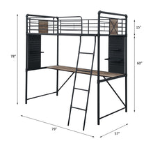Cordelia - Twin Loft Bed With Desk - Antique Oak, Sandy Black & Dark Bronze Hand-Brushed