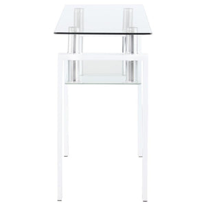 Dyer - Rectangular Glass Top Entryway Sofa Console Table - White