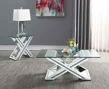 Bonnie - X-Base Rectangle Glass Top End Table - Mirror