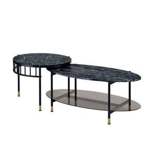 Silas - Coffee Table - Faux Marble Top & Black Finish