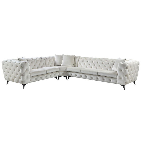 Atronia Sectional Sofa With 4 Pillows Beige Fabric