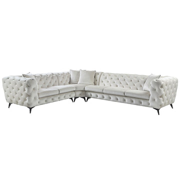 Atronia - Sectional Sofa With 4 Pillows - Beige Fabric