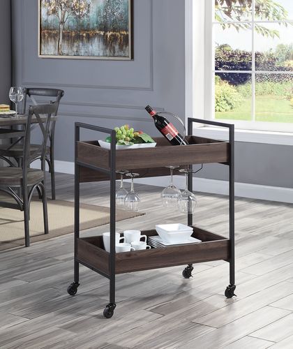 Jerrick Serving Cart Walnut & Black