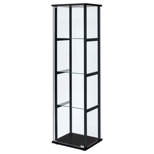 Cyclamen - 4-Shelf Clear Glass Curio Display Cabinet - Black