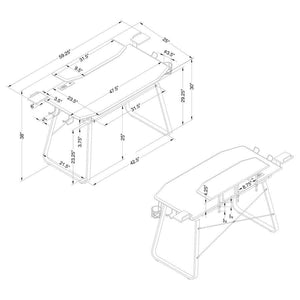 Alfie - Gaming Desk With USB Ports - Gunmetal