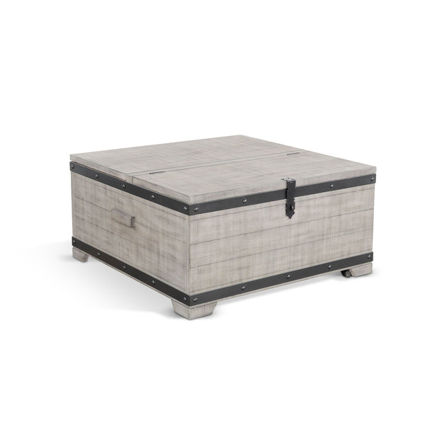 Alpine Mahogany Wood Coffee Table With Lift Top And Casters Gray