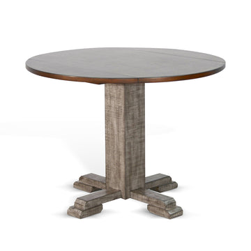 Homestead Hills - Drop Leaf Round Table - Tobacco Leaf / Alpine Gray