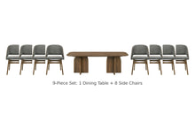 Delmon 9-piece dining set: 1 table + 8 side chairs