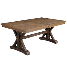 Pascaline - Dining Table - Gray Fabric, Rustic Brown & Oak