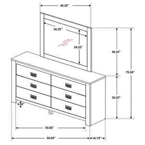 Frederick - 6-drawer Dresser With Mirror - Weathered Oak