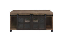 Nineel - Coffee Table - Obscure Glass, Rustic Oak & Black Finish