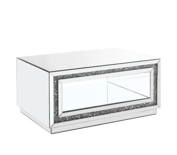Noralie - 35" X 24" Coffee Table - Mirrored & Faux Diamonds