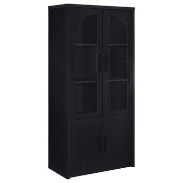 Riva - 4-Door Tall Accent Display Cabinet LED Lighting - Black