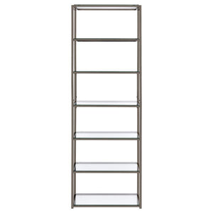 Kate - 5-Shelf Glass Bookshelf - Black Nickel