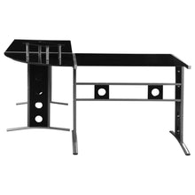 Keizer - 3 Piece L-Shape Office Desk Set - Black And Silver