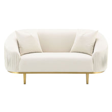 Martina - Loveseat With 2 Pillows - Ivory Velvet