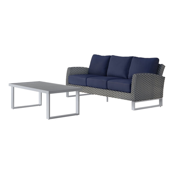 Fiji 2 Piece Outdoor Set (Sofa & Slat Top Coffee Table Set) Blue