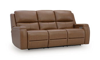 5Z-Syran Power Reclining Sofa With Adjustable Headrest Caramel