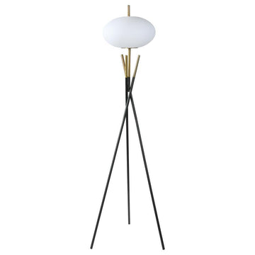 Layton - White Orb Shade Tripod Floor Lamp - Black