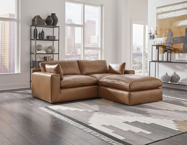 Emilia 2 Pc. 2-Piece Sectional Loveseat, Ottoman Caramel