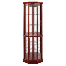 6 Shelf Lighted Corner Curio Cabinet With Adjustable Tempered Glass Shelves And Mirror Back (E26 Light Bulb Not Included)