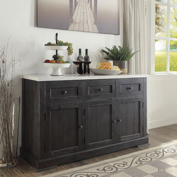 Nolan - Server - White Marble Top & Salvage Dark Oak