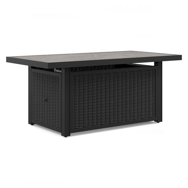 Beachcroft Rectangular Fire Pit Table Black / Light Gray