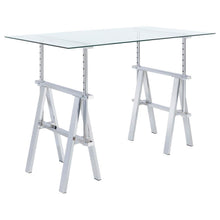 Statham - Glass Top Adjustable Writing Desk - Clear And Chrome