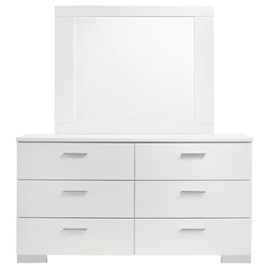 Felicity - 6-drawer Dresser With Mirror - Glossy White