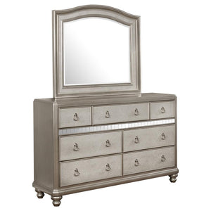 Bling - Game 7-Drawer Dresser With Mirror - Metallic Platinum