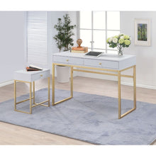 Coleen - Desk - White & Brass