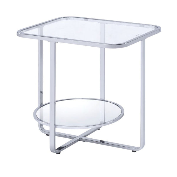 Hollo End Table Glass & Chrome