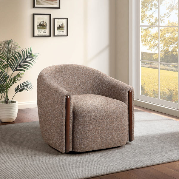 Ballona Accent Chair With Swivel Brown Chenille