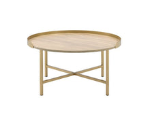 Mithea - Coffee Table - Oak Table Top & Gold Finish