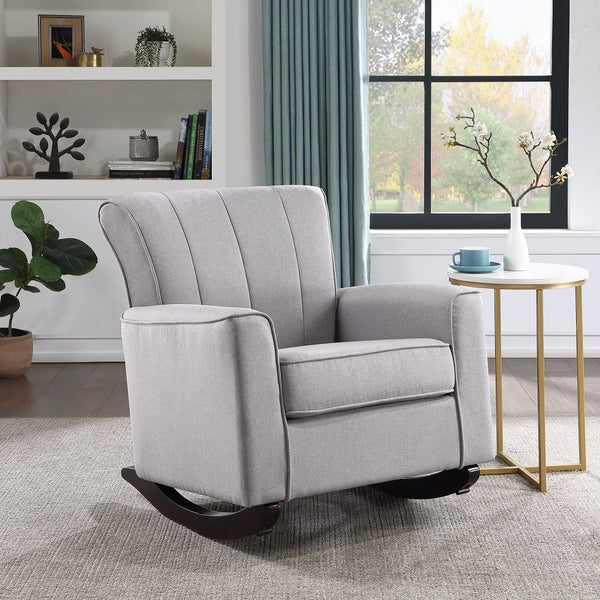 Denzell Rocking Chair Light Gray Linen