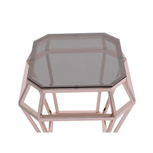 Clifton - End Table - Rose Gold & Smoky Glass