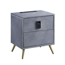 Doris - Nightstand - Gray Top Grain Leather