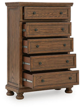 Zackaryn - Five Drawer Chest - Warm Brown