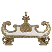 Bernadette - Bench - White Synthetic Leather Fabric & Gold