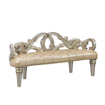 Danae - Bench - Champagne Synthetic Leather & Gold