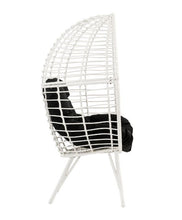 Galzed - Patio Lounge Chair - Black Fabric & White Wicker