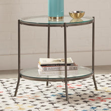 Laurie - Round Glass Top End Table - Black Nickel And Clear