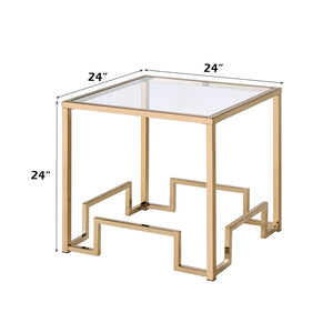 Damien - End Table - Clear Glass & Champagne
