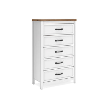 Kerisden - Five Drawer Chest - White / Brown