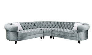 Qulan - Sectional Sofa - Light Blue Velvet