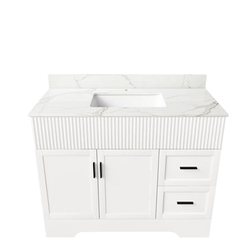 Bathroom Vanity Set, Fluted Cabinet, Soft Close Doors & Drawers - White