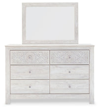 Paxberry - Dresser, Mirror - Medallion Drawer Pulls - Whitewash
