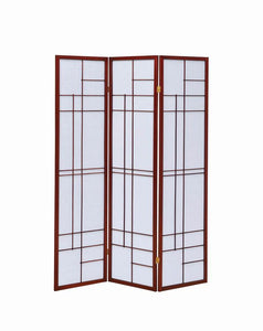 Katerina - 3-Panel Room Divider Folding Shoji Screen - Cherry