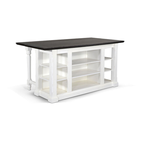 Carriage House Kitchen Island, 13" Drop Leaf Cottage White / Europen Dark